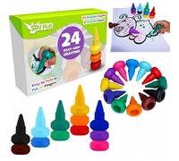 SRV Hub Lot de 24 crayons de Noël empilables et faciles à prendre en main pour les tout-petits - Non toxiques, lavables, multicolores pour enfants, ensemble d'art sûr pour garçons et filles, cadeau de