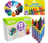 SRV Hub Lot de 24 crayons multicolores pour enfants, crayons de cire de Noël Jumbo sans danger pour les enfants, fournitures artistiques et artisanales amusantes, non toxiques et faciles à prendre en