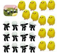 SRV Hub Lot de 24 décorations d'agneau et poussin de Pâques - Agneau pelucheux, poussins en peluche, artisanat de Pâques, bonnets de Pâques, décoration de fête de Pâques, chasse aux œufs de Pâques,