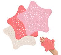 SRV Hub® Lot de 3 filtres en silicone en forme d'étoile avec 5 ventouses puissantes, attrape-cheveux, convient pour la cuisine, la salle de bain et la baignoire