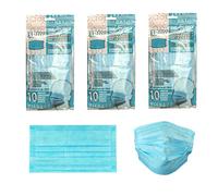 SRV Hub® - Lot de 30 masques jetables à 3 couches pour adultes, matériau respirant, filtration de particules et de poussière, confortable, protecteur et adapté à tous (lot de 30 masques bleu clair)