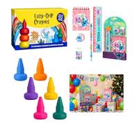 SRV Hub Lot de 5 articles de papeterie d'école Stitch et 7 gros crayons à doigts - Carnet A5, crayon, gomme, règle et taille-crayon - Kit créatif pour la rentrée scolaire pour garçons et filles
