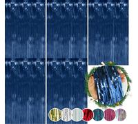 SRV Hub® Lot de 5 lamettes holographiques à suspendre en aluminium pour décoration murale, plafond, fête, 50 cm (bleu foncé holographique)