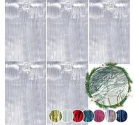 SRV Hub® Lot de 5 lamettes holographiques à suspendre en feuille d'aluminium pour décoration murale, plafond, fête, 50 cm (Lamette holographique argentée)