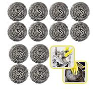 SRV Hub® Lot de 6 éponges à récurer en acier inoxydable, spécialement pour un nettoyage résistant, idéal pour les couverts, casseroles, poêles en acier inoxydable, taille 6 cm