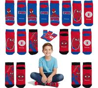 SRV Hub Lot de 9 paires de chaussettes mi-mollet en coton majoritaire pour garçons et filles de 0 à 12 ans UK douces, respirantes et durables, 35-37 | Spiderman, 11-14 Years