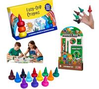 SRV Hub Minecraft Ensemble d'écriture 5 pièces et 12 crayons lavables faciles à prendre en main - Bloc-notes, crayon, gomme, règle et taille-crayon - Essentiels scolaires pour enfants et sac de fête