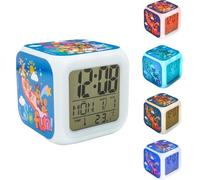 SRV Hub Réveil numérique Pat Patrouille, veilleuse alarme puissante, affichage de la température et de la date, horloge de voyage de chevet à changement de couleur