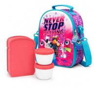 SRV Hub Sac à déjeuner isotherme pour enfants avec 3 récipients alimentaires, boîte à déjeuner rouge avec récipient à sandwich et pots à collation, bandoulière réglable, sans BPA, réutilisable