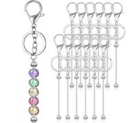 Srvauyea 12 Pièces Porte-clés Perles à Faire Soi-même, Lot de Porte-clés Métalliques à Perler pour Bricolage, Création de Bijoux, Pendants, Breloques