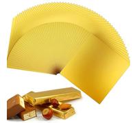 Srvauyea 200 Pièces Feuille D'aluminium Dorée, 10 x 10 cm Feuilles D'emballage en Feuille D'or, Papier Aluminium pour Emballage de Chocolat, Papier D'aluminium Doré pour Gâteaux Chocolats Friandises