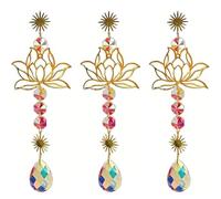 Srvauyea 3 Pièces Suncatcher,Moderne,Attrape-Soleil en Cristal,Décoration de Fenêtre à Suspendre,Attrape-Soleil en Forme de Fleur de Lotus avec Prisme en Cristal,pour la Maison,Bureau.