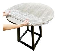 Srvauyea Nappe Transparente pour L'extérieur, 112-140cm Film Protection Table Transparent avec Bord Élastique, Nappe de Protection de Table Transparente pour D'extérieur Intérieur