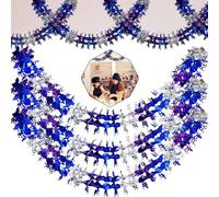 SRVertex Lot de 3 décorations de Noël à suspendre au mur et au plafond - Feuille métallique - Guirlande de flocons de neige, violet/argenté/bleu