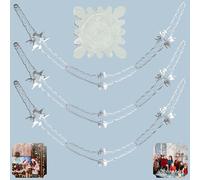 SRVertex - Lot de 3 guirlandes de Noël à suspendre au mur ou au plafond - Blanc/argenté - 15 x 270 cm