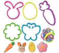 SRVertex Lot de 5 emporte-pièces de Pâques : lapin, papillon, carotte, fleur, œuf - Plastique sans BPA, sans danger pour les enfants, facile à utiliser et à nettoyer