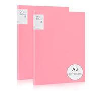 Srvnpioy 2 Pièces Porte-Vues A3 20 Pochettes 40 vues, Livre D'affichage, Présentation Affichage du Livre A3 Protège-Documents, en Polypropylène,Rose