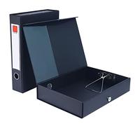 Srvnpioy Lot de 2 Boîtes de Classement A4, dos de 68 mm, Noir Boîte de Classement A4 en Plastique avec Ressort, Anneau et Loquet, pour bureau, école ou salle d'archives