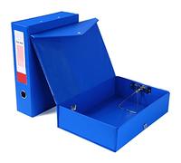 Srvnpioy Lot de 2 Boîtes de Classement A4 en plastique, Dos de 88 mm, avec ressort de verrouillage, Bleu, Boîte de Rangement pour bureau, maison