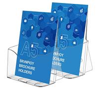 Srvnpioy Lot de 2 Porte-Brochures en Acrylique A5, Transparent Présentoir Brochure A5, Porte Flyer Document A5, Support Flyer pour Boutique, Bureau, Restaurant, Réception