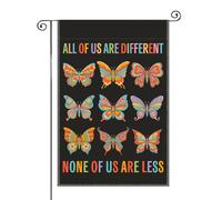 SRWNFOS All of Us Are Different None Of Us Are Less, drapeaux de jardin pour l'extérieur, drapeau de jardin avec citation d'inclusivité, bannière de cour SPED Teacher, décoration de pelouse et cour