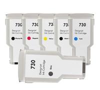 SRxBKC Cartouche d'encre Compatible 300ML, Compatible avec imprimantes DesignJet T1600 T1600dr T1700 T1700dr T2600 T2600d P2V68A P2V69A P2V70A(1 Set 6 Colors)