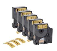 SRxBKC Compatible 5-10-20pk D1 45013 45018 45010 45023 Adhésif 12 mm D1 Tape Compatible avec LabelManager 160 280 350 et imprimantes d'étiquettes similaires(5PK Black on Gold)