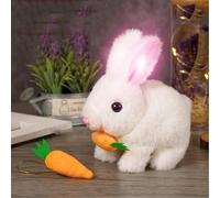 SRXY Jouet-Lapin Petsboro Rabbit,Miymo Bunnypal,Interactive Rabbit,Interactive Electric Plush Rabbits (White+Carrot)