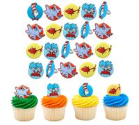 ss Cupcake Anneaux 24 dcorations de cupcakes avec Horton le chat dans le chapeau Fish Red pour les clbrations de fte d'anniversaire - 24 pack