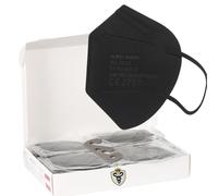 SS-Medical 50 Masques FFP2 Noirs CE 2797 - 5 Couches, Haute Filtration ≥99,5% - Hypoallergéniques, Très Confortables, Sans Odeur - Élastiques Souples - Masques FFP2 Noir Emballés Individuellement