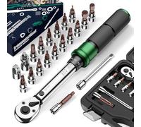 ss shovan 21 Pièces Clé Dynamométrique 1/4", 2-24Nm cle dynamometrique velo, Précision ±3%, Kit D'entretien avec Douilles Hex, Clé Cliquet carré Reversible pour Moto et Vélo