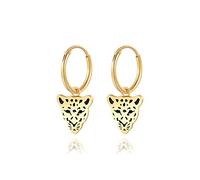 SS1 2pcs 925 argent sterling branché noir panthère panthère punk huggies goutte boucles d'oreilles pour femmes couple anniversaire mariage boucle d'oreille bijoux TL0419 ( Gem Color : Gold color )