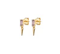 SS1 2PCS 925 Boucle d'oreille de goujon en argent sterling pour les filles Girls Valentin Gift Colorful Rectangular Zircon Oreads Fine Jewerly TL0412 (GEM COLOR: 1)