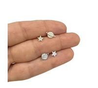 SS1 2pcs 925 Sterling Argent Charm Boucles d'oreilles Asymétriques Étoiles Planète Boucles d'oreilles Femmes Boucles d'oreilles Boucles d'oreilles Cadeau de banquet de mariage pour petite amie TL0412