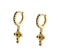 SS1 2PCS 925 STERLING Silver Fine Jewelry Bling CZ Woman Woman Boucles d'oreilles Pendientes Cruz pour la Saint-Valentin Gift Engagement Gift Long Earge TL0420
