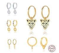 SS1 2PCS 925 STERLING Silver Trendy Black Panther Punk Huggies Drop Orees For Women Couple Anniversary Wedding Mouring Brokenrie TL0420