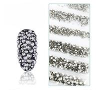 SS3-SS12 1440 pièces Non HotFix FlatBack Verre Nail Art Cristal Transparent Strass Gem Manucure Accessoires-Diamant Noir