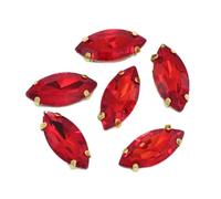 SS3-SS34 Lot de 3 strass pour décoration d'ongles en verre 3D non plat à coller sur sacs, chaussures, vêtements, 9x18mm 12pcs, Cristal, Cristal