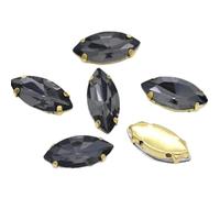 SS3-SS34 Lot de 3 strass pour décoration d'ongles en verre 3D non plat à coller sur sacs, chaussures, vêtements, 6x12mm 20pcs, Cristal, Cristal