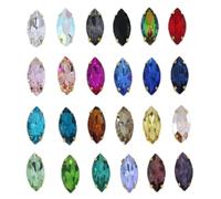 SS3-SS34 Lot de 3 strass pour décoration d'ongles en verre 3D non plat à coller sur sacs, chaussures, vêtements, 17x32mm 6pcs, Cristal, Cristal