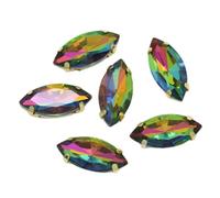 SS3-SS34 Lot de 3 strass pour décoration d'ongles en verre 3D non plat à coller sur sacs, chaussures, vêtements, 17x32mm 6pcs, Cristal, Cristal