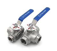 SS304 316L Stainless Steel BSPT Three Way Ball Valve L Type T Type 1/4" 3/8" 1/2" 3/4" 1" 1-1/2" 2" Female Thread(1",L TYPE_SS304)