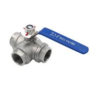SS304 316L Stainless Steel BSPT Three Way Ball Valve T L Type 1/4" 3/8" 1/2" 3/4" 1" 1-1/2" 2" Female Internal Thread (1", L TYPE_SS316L)