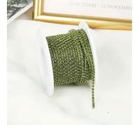 SS6-SS12 10 mètres coloré strass chaîne garniture verre cristal tasse chaîne strass bande pour bricolage-Olive Green-SS8-2.5mm-5yards