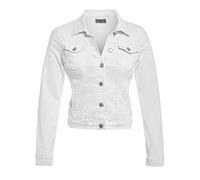 SS7 Nouvelles Femmes Extensible Veste en Jeans, Tailles 8 à 14 - Blanc, EU 42