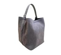 Ssac a Main Cuir Sac à bandoulière grande capacité for femme, texture givrée, fourre-tout de transport, pochette seau en cuir vache(GRAY,L40cm W20cm H28cm)