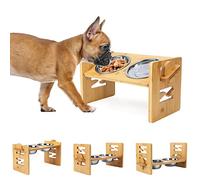 SSAWcasa Gamelles surélevées réglables pour chien - Gamelle inclinée pour bouledogue français - Gamelle inclinée pour chiens de petite et moyenne taille - Mangeoire à eau antidérapante avec support en