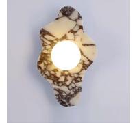 SSBHDM Applique murale créative en marbre irrégulier, abat-jour sphérique en verre avec source lumineuse G4, style industriel nordique, luminaires décoratifs pour restaurant, salon et chambre.