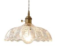 SSBHDM Lampe à suspension créative en verre à haute transmission de la lumière, lampe suspendue à montage encastré à base E27, lustre de style minimaliste français, luminaires de décoration de cuisine