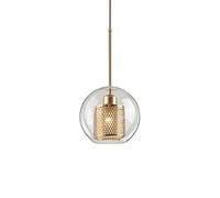 SSBHDM Lustre à tête unique de base E27, abat-jour de lampe suspendue en verre métallique personnalisé, suspension de style industriel moderne, luminaires de décoration de cuisine de chambre à coucher